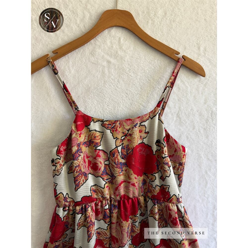 Rachel Antonoff Anthropologie Red Rose Midi Floral Dress Size 0 Petite - Picture 6 of 12